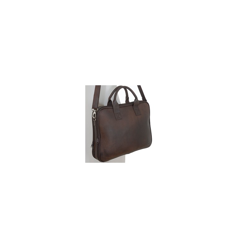 Sacoche ordinateur cuir marron en cuir véritable Mirhano