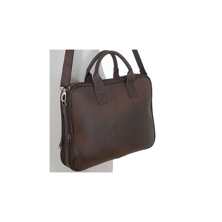 Sacoche ordinateur cuir marron en cuir véritable Mirhano