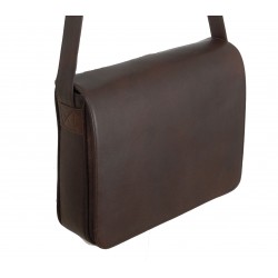 Grande besace cuir marron - horizontale  Modèle L