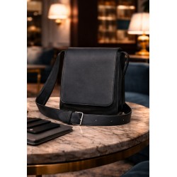 Besace cuir noir Mirhano en cuir véritable pleine fleur