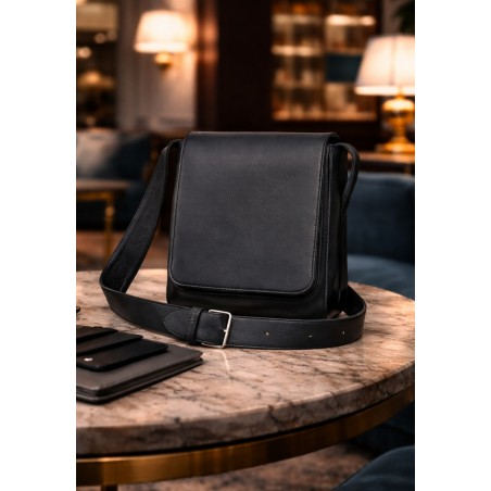 Besace cuir noir Mirhano en cuir véritable pleine fleur