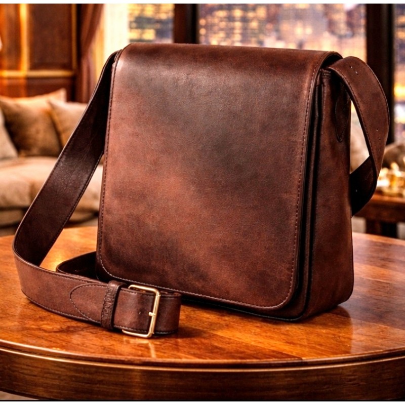 Besace cuir marron Mirhano en cuir véritable pleine fleur