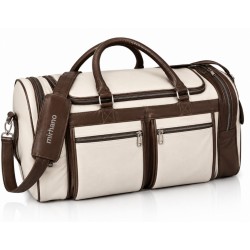Sac de voyage en cuir marron et beige