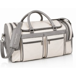 Sac de voyage en cuir blanc et gris