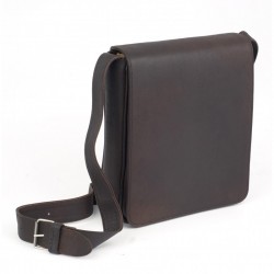 SACOCHE CUIR MARRON - Grand format