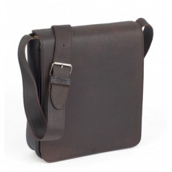 Besace cuir marron grand format Mirhano