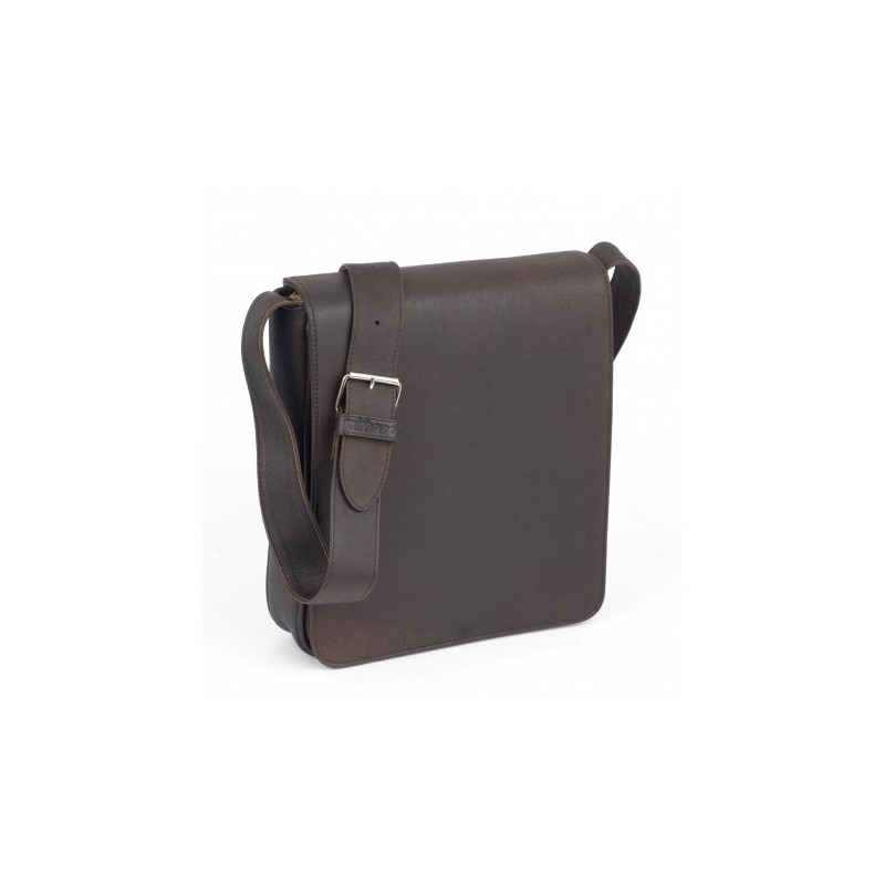 Besace cuir marron grand format Mirhano