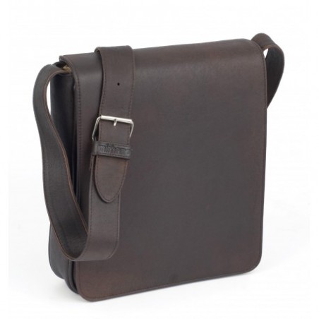 Besace cuir marron grand format Mirhano