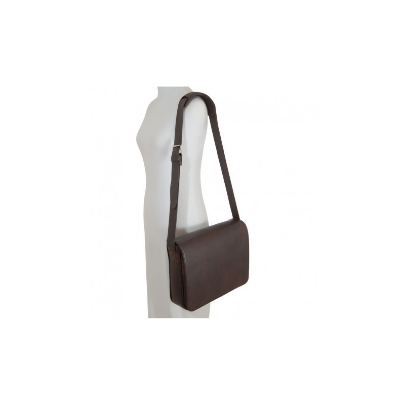BESACE HORIZONTALE CUIR MARRON