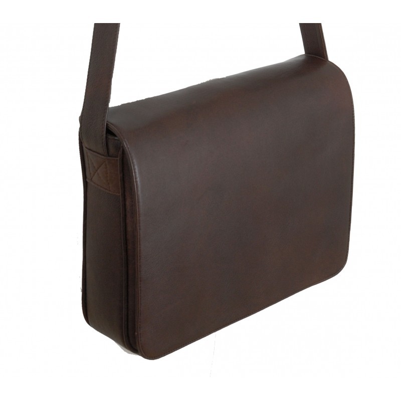 BESACE HORIZONTALE CUIR MARRON