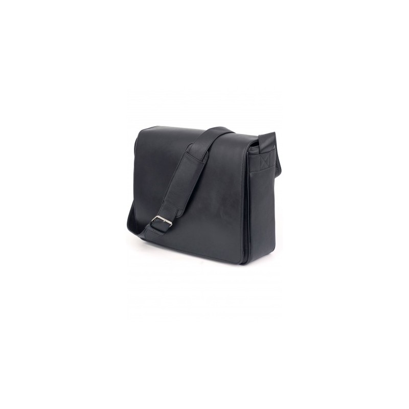 Cartable besace cuir noir XXL Mirhano en cuir véritable pleine fleur