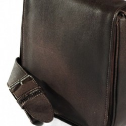 SAC BESACE CUIR MARRON