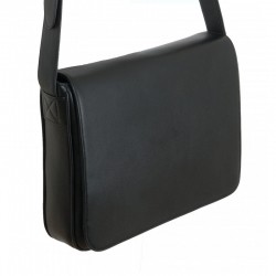 Besace cuir noire horizontale