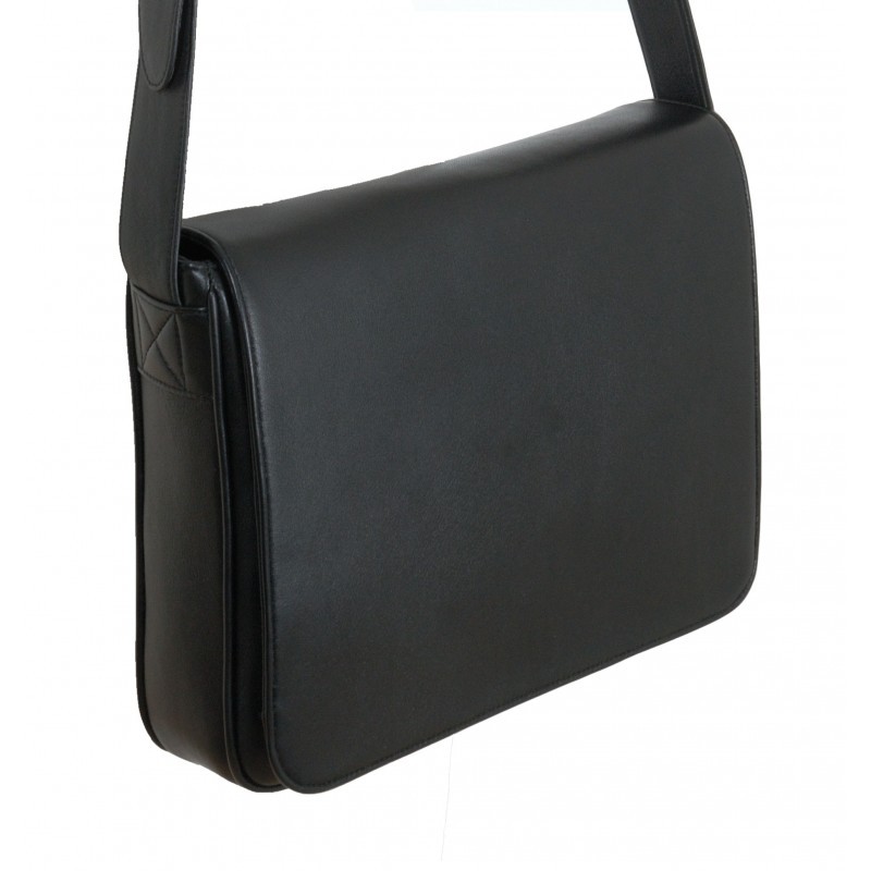 Besace cuir noire horizontale