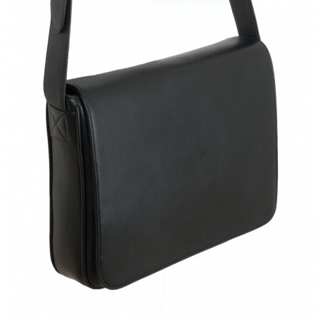 Besace cuir noire horizontale