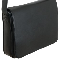 Besace cuir noire horizontale Mirhano en cuir véritable pleine fleur 3
