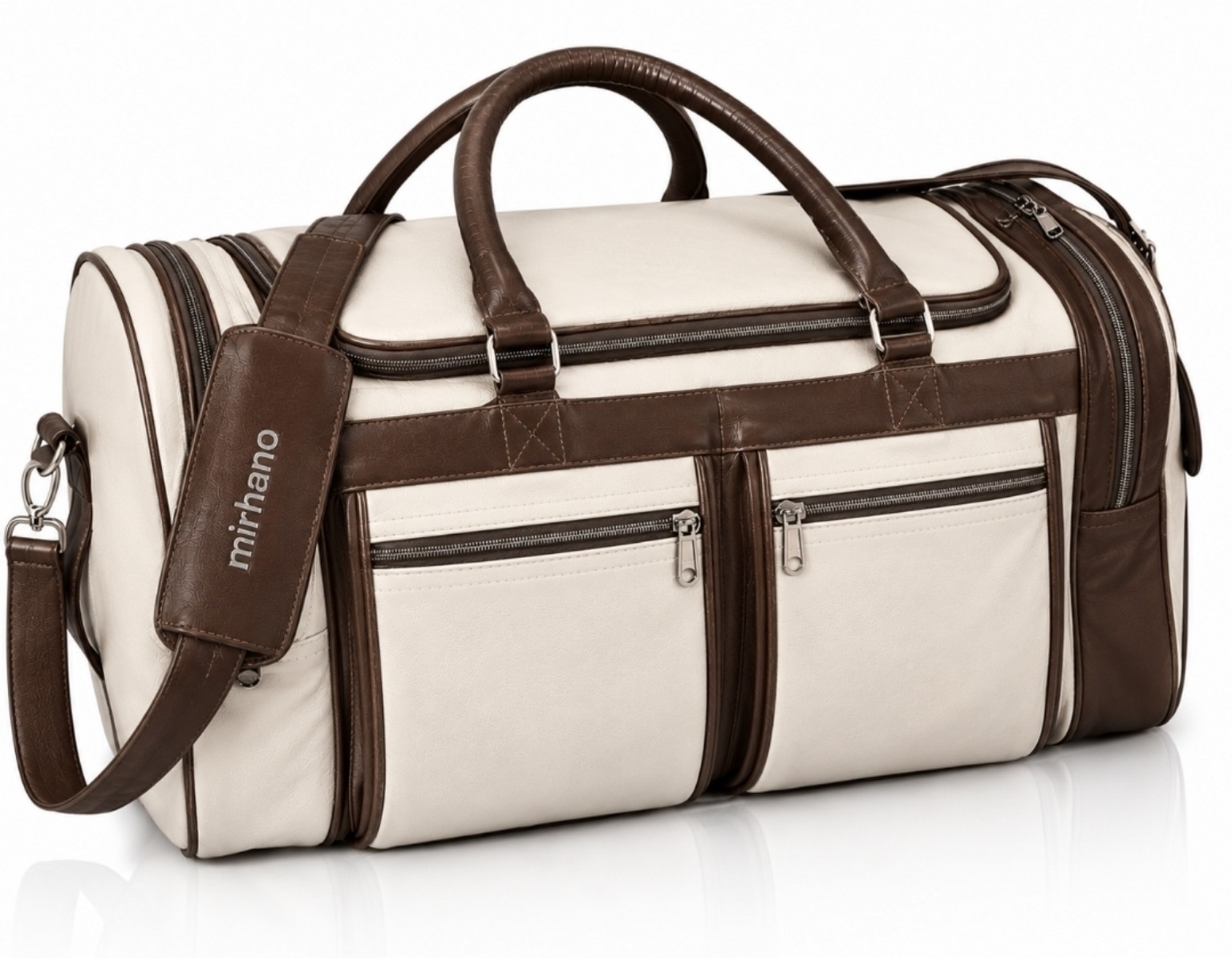 Sac de voyage en cuir bicolore
